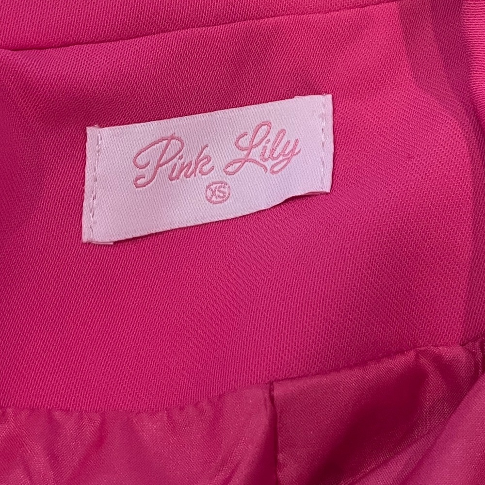 PINK LILY/feather accents on sleeves, vibrant pink blazer - Picture 9 of 9